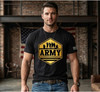 ARMY Printed T-Shirt Military Soldier Silhouette Gold Tactical Combat Design 100% Cotton Crewneck Tee, Black