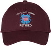 U.S. Coast Guard Retired Embroidered Baseball Cap | USA Veteran Military Nautical Service Dad Hat Unisex Gift