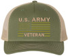 US Army Veteran USA Flag Embroidered Trucker Hat | Structured Mesh Back Military Vet Snap Back Baseball Cap