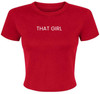 that Girl Embroidered Women's Baby Tee | Trendy Vibe Cool Awesome Sexy Micro Rib Crop T-Shirt, Red