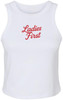 Ladies First Embroidered Micro-Rib Racer Tank Top | Casual Heavyweight Sleeveless Cool Sexy Shirt, White