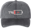 Low Battery 1% Embroidered Baseball Cap – Funny Dad Hat for Men & Women – 100% Cotton Adjustable