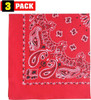 Trainmen Paisley Bandanas Head Scarf Do-rag 100% Cotton Bandanna Head Cover 22" x 22", 3 Pack