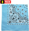 Trainmen Paisley Bandanas Head Scarf Do-rag 100% Cotton Bandanna Head Cover 22" x 22", 3 Pack