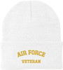 Air Force Veteran Embroidered Beanie Hat | USA Military Forces Cold Weather Winter Knit Cap for Men & Women