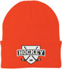 Hockey Embroidered Beanie | Winter Knit Skull Cap with Hockey Graphic | Warm Cuffed Hat for Men & Women