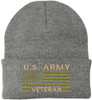 US Army Veteran USA Flag Embroidered Beanie Hat | Warm Knit USA Military Vet Acrylic Watch Cap