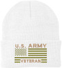 US Army Veteran USA Flag Embroidered Beanie Hat | Warm Knit USA Military Vet Acrylic Watch Cap