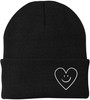 Heart Smiley Face Love Embroidered Beanie | Knit Warm Skull Cap Acrylic Hat Cute Gift for Boyfriend, Girlfriend & Loved Ones