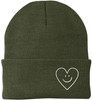 Heart Smiley Face Love Embroidered Beanie | Knit Warm Skull Cap Acrylic Hat Cute Gift for Boyfriend, Girlfriend & Loved Ones