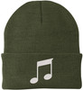Music Note Embroidered Beanie Knit Cuffed Cap Music Lover Hat Musician Gift