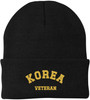 Korea Veteran Embroidered Beanie Hat | USA Military Patriotic 100% Acrylic Winter Knit Cap for Men & Women