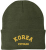 Korea Veteran Embroidered Beanie Hat | USA Military Patriotic 100% Acrylic Winter Knit Cap for Men & Women