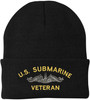 U.S. Submarine Veteran Embroidered Beanie Navy Veteran Knit Cuffed Hat