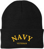 Navy Veteran Embroidered Beanie Hat | USA Military Patriotic 100% Acrylic Winter Knit Cap for Men & Women
