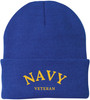 Navy Veteran Embroidered Beanie Hat | USA Military Patriotic 100% Acrylic Winter Knit Cap for Men & Women