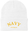 Navy Veteran Embroidered Beanie Hat | USA Military Patriotic 100% Acrylic Winter Knit Cap for Men & Women