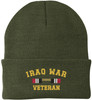 Iraq War Veteran Campaign Ribbon Embroidered Beanie Hat | USA Military Patriotic 100% Acrylic Skull Cap
