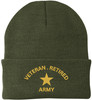 Veteran Retired Army Embroidered Beanie - Veterans Day & Army Retirement Gift for Men & Women - 100% Acrylic Knit Cuffed Cap