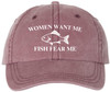 Women Want Me Fish Fear Me Embroidered Baseball Cap Funny Fishing Meme Angler Dad Hat