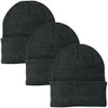 3 Pack Acrylic Beanie Watch Caps, Warm Knit Skull Cap for Men & Women, Blanks Soft Winter Hats