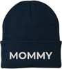 Mommy Embroidered Beanie | Bold Acrylic Knit Winter Hat | Casual Mother's Day Skull Cap Trendy Statement Mom Hat