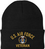 Air Force Veteran Embroidered Beanie | USAF Military Army Skull Cap Acrylic Vet Warm Winter Watch Hat