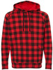 Red & Black Buffalo Check Plaid Sweatshirt, Slim Fit Raglan Pullover Lumberjack Hunters Outdoor Hoodie