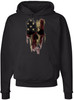 Patriotic Skull American Flag Printed Hoodie | Distressed USA Reaper Punisher Style Graphic Sweatshirt, Black