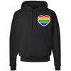 Rainbow Heart Pullover Hoodie LGBTQ+ Pride Fashion Gender Neutral Love All Colorful Embroidered Sweatshirt