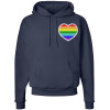 Rainbow Heart Pullover Hoodie LGBTQ+ Pride Fashion Gender Neutral Love All Colorful Embroidered Sweatshirt