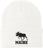 Maine Moose Embroidered Beanie Cap | USA Wildlife Graphic Warm Winter Knit 100% Acrylic Outdoor Adventure Hat
