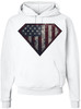 Patriotic American Super Flag Shield Printed Hoodie | Distressed USA Pullover Cool Superhero Sweatshirt