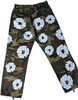 Camouflage Flower Printed Trousers Floral Graphic Camo Pattern Cotton Polyester Straight Leg Pants, Woodland Camo