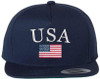 USA American Flag Embroidered Flat Bill Snapback Adjustable Hat | United States Patriotic Classic July 4th Cap