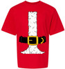 Santa Claus Costume Graphic T-Shirt | Printed Santas Belt & Fur Jacket Tee | Funny Christmas Holiday Party Top (Youth)