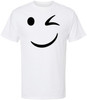 Winking Smiley Face Printed T-Shirt Funny Cute Wink Smiley Graphic 100% Cotton Crewneck Tee