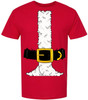 Santa Claus Costume T-Shirt with Faux Belt & Fur Print Fun Christmas Holiday Party Tee Shirt, Red