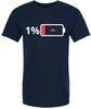 1% Battery Printed T-Shirt Funny Sarcastic Humor Meme Cotton Crewneck Tee