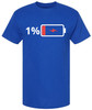 1% Battery Printed T-Shirt Funny Sarcastic Humor Meme Cotton Crewneck Tee