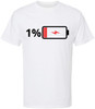 1% Battery Printed T-Shirt Funny Sarcastic Humor Meme Cotton Crewneck Tee