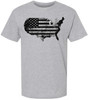 Vintage USA Map Flag Graphic Printed T-Shirt | USA Grunge 48 States Outline Patriotic 100% Cotton Crewneck Tee