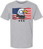 USA Eagle Flag Printed T-Shirt Patriotic American Bald Eagle Graphic 4th of July Cotton Tee
