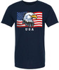 USA Eagle Flag Printed T-Shirt Patriotic American Bald Eagle Graphic 4th of July Cotton Tee