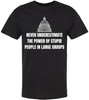 Never Underestimate The Power of Stupid People in Large Groups Printed T-Shirt | Funny Sarcastic Unisex Tee