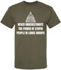 Never Underestimate The Power of Stupid People in Large Groups Printed T-Shirt | Funny Sarcastic Unisex Tee