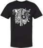 Anatomical Rib Cage & Floral T-Shirt | Gothic Skeleton & Flowers Tee Short Sleeve Halloween Party Shirt