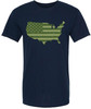 American Flag Distressed USA Map Printed T-Shirt | US Outline Graphic Tee | 100% Cotton Crewneck