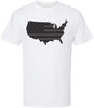 American Flag Distressed USA Map Printed T-Shirt | US Outline Graphic Tee | 100% Cotton Crewneck