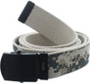 ARMYU Military Web Belt Reversible Cotton Canvas Army Camo & Solid Belts with Black Buckle 54"